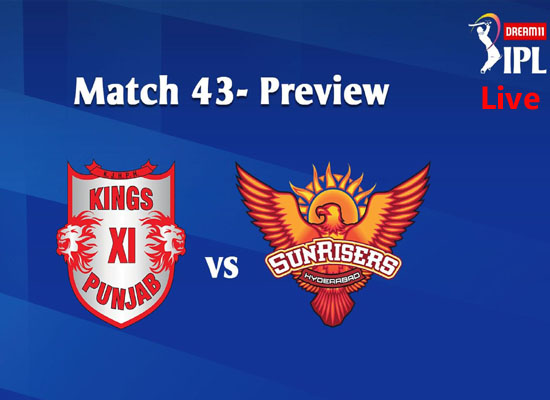 Today Cricket Match KXIP VS SRH 43 IPL Live Update 24 OCT 2020
