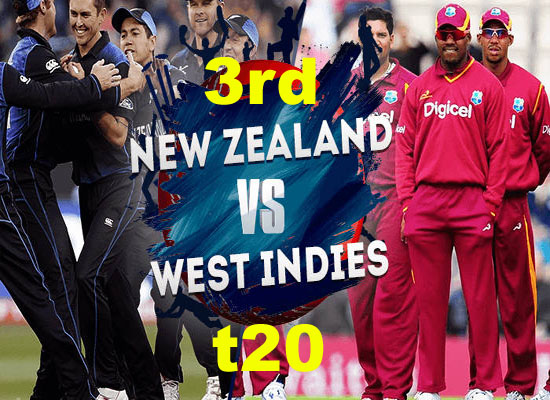 Today Cricket Match NZ vs WI 3rd T20I Live 29 NOV 2020